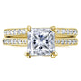 Kobelli Princess Moissanite and Diamond Square Shank Trellis Bridal Set  2 1/3 CTW 14k Yellow Gold (HI/VS, GH/I)