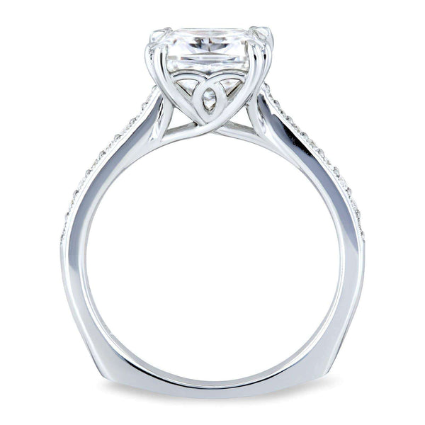 Kobelli Princess Moissanite and Diamond Square Shank Trellis Engagement Ring  2 1/10 CTW 14k White Gold (HI/VS, GH/I)