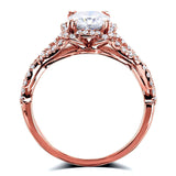 Almofada Kobelli Moissanite e diamante extravagante Halo Cross Shank Ring, 1-2/5 CTW ouro 14k
