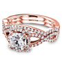 Kobelli Cushion Forever One Moissanite Halo Cross Shank Bridal Set, 1-1/2 CTW 14k Gold MZFO62465CU-ED/4.5R