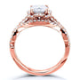 Kobelli Cushion Moissanite and Diamond Fancy Halo Cross Shank Bridal Set, 1-1/2 CTW 14k Gold