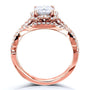 Kobelli Cushion Forever One Moissanite Halo Cross Shank Bridal Set, 1-1/2 CTW 14k Gold