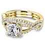 Kobelli Cushion Forever One Moissanite Halo Cross Shank Bridal Set, 1-1/2 CTW 14k Gold MZFO62465CU-ED/4.5Y