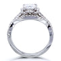 Kobelli Cushion Moissanite and Diamond Fancy Halo Cross Shank Bridal Set, 1-1/2 CTW 14k Gold
