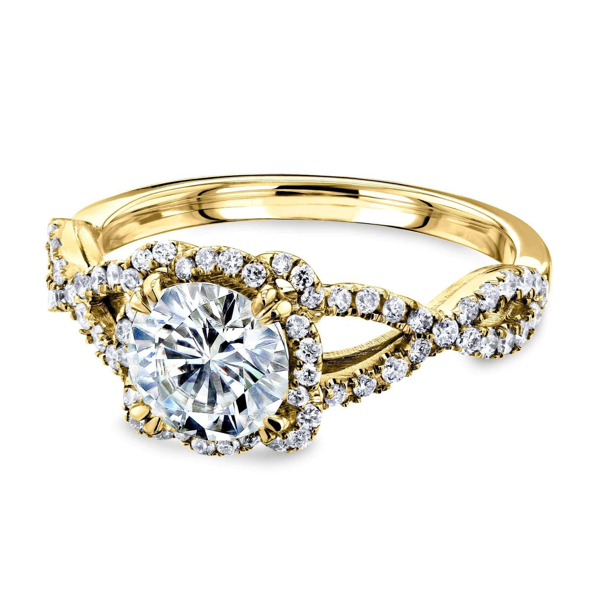 Kobelli Round Forever One Moissanite Halo Cross Shank Ring MZFO62465R-E/4.5Y