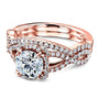 Kobelli Round Forever One Moissanite Halo Cross Shank Gold Bridal Set MZFO62465R-ED/4.5R