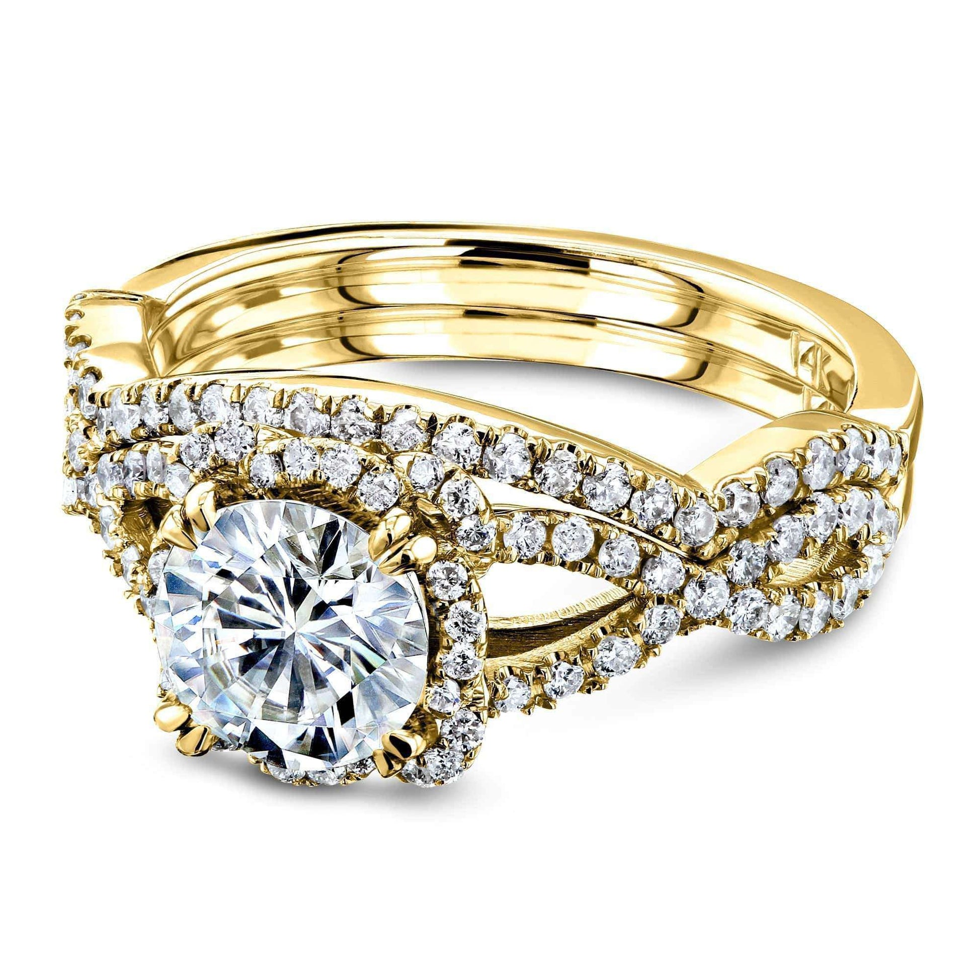 Kobelli Round Forever One Moissanite Halo Cross Shank Gold Bridal Set MZFO62465R-ED/4.5Y