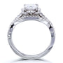 Kobelli Round Moissanite Fancy Halo Cross Shank Gold Bridal Set