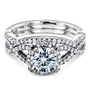 Kobelli Round Forever One Moissanite Halo Cross Shank Gold Bridal Set