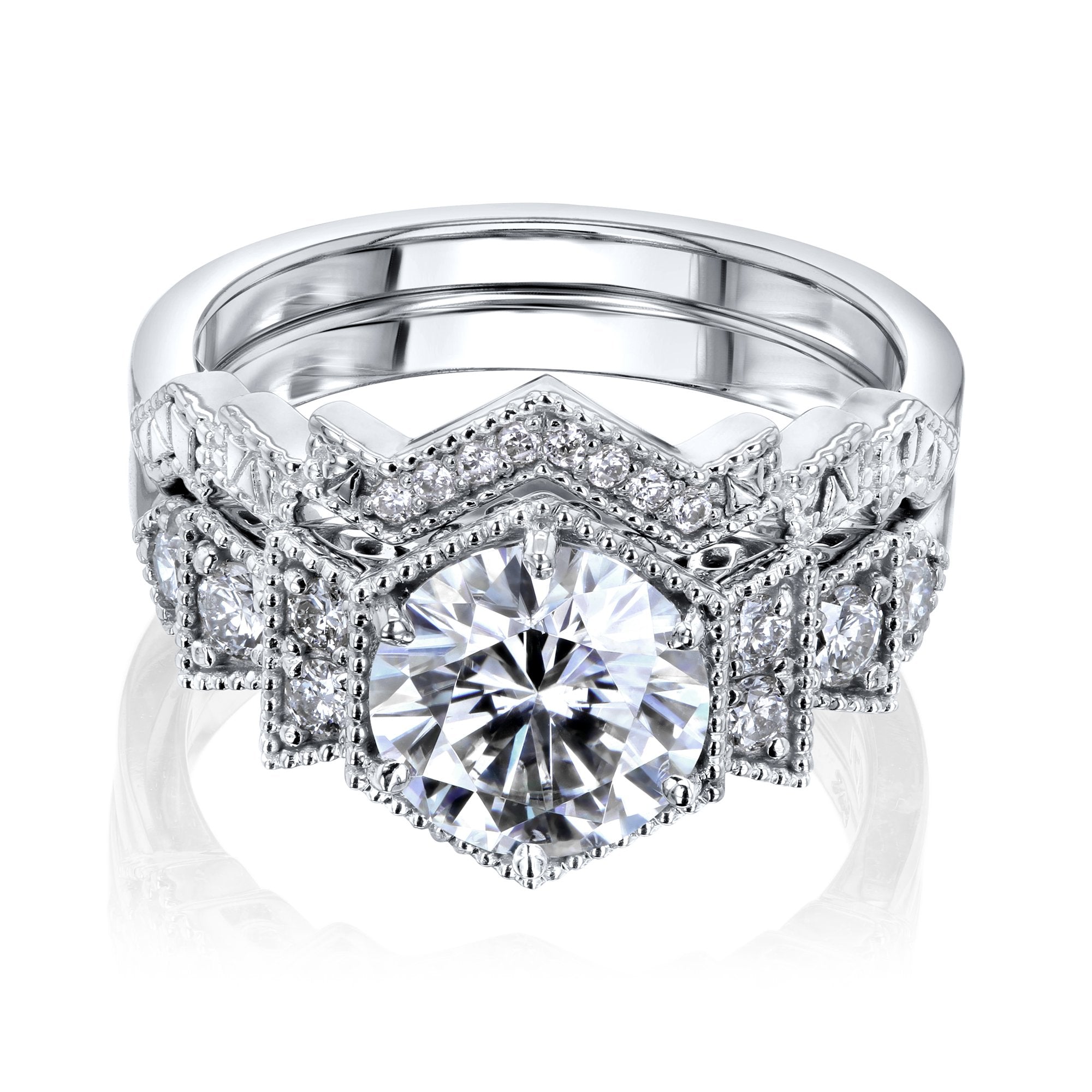 Kobelli Moissanite Wedding Ring Set