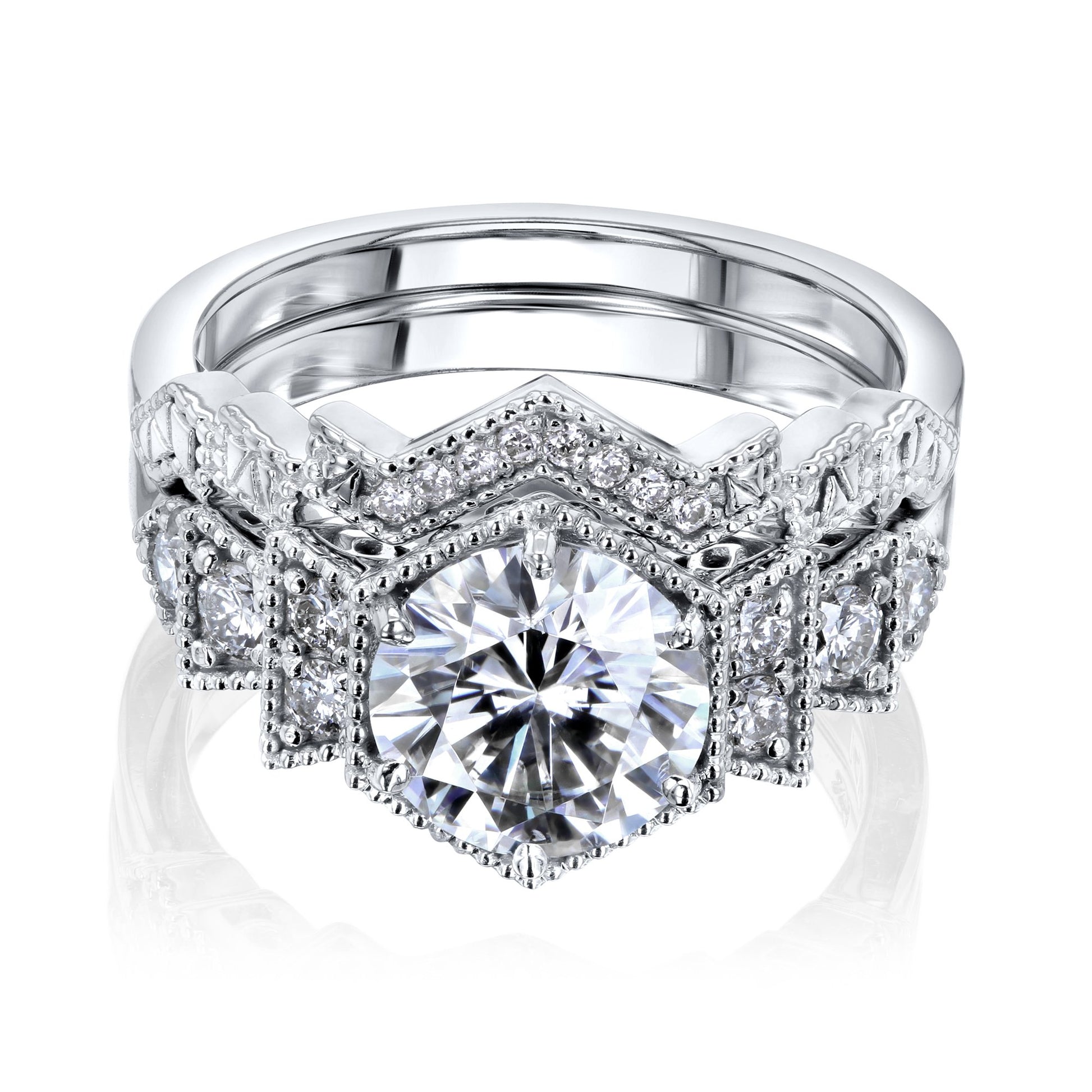 Kobelli Moissanite Wedding Ring Set