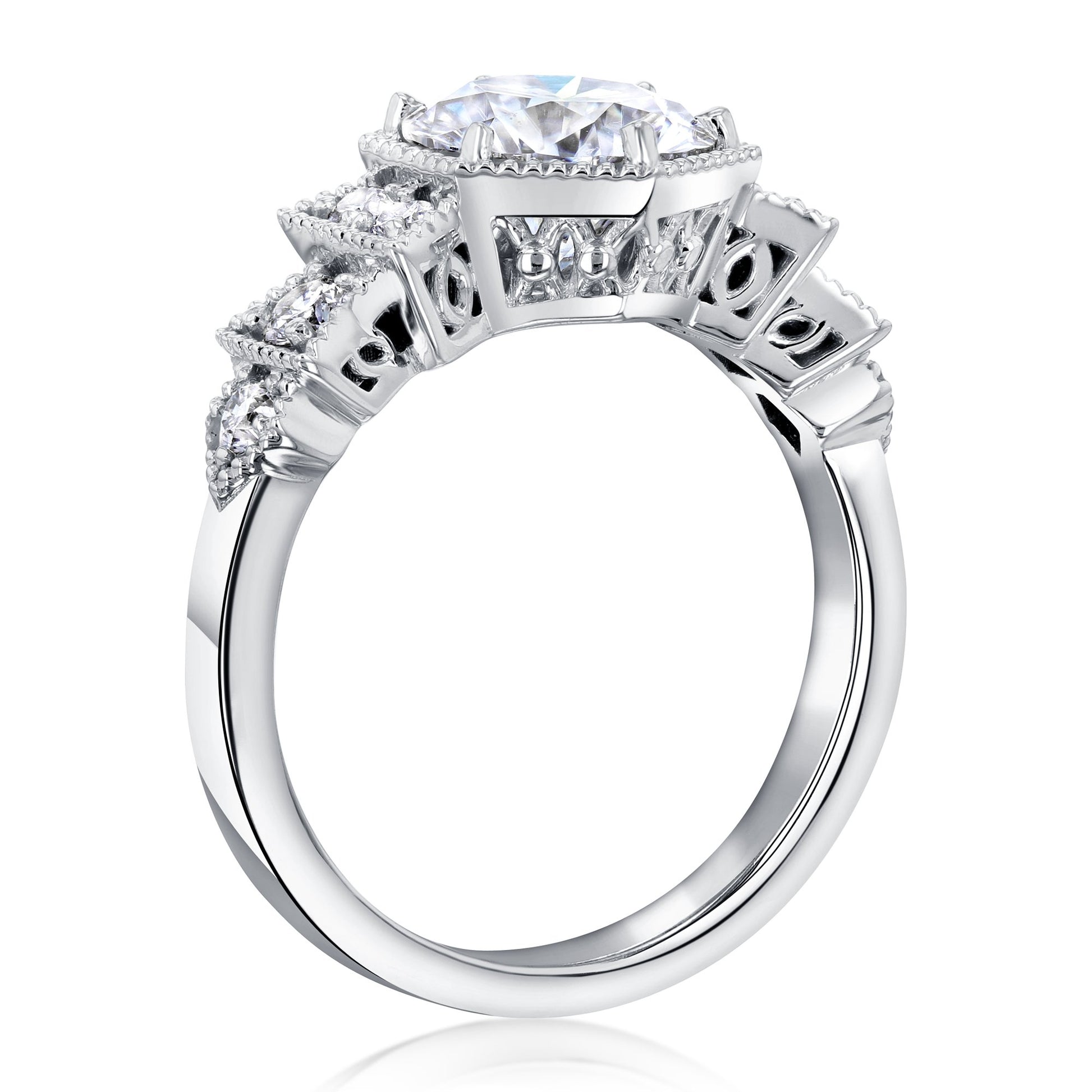 Kobelli Geometric Art Deco Moissanite Engagement Ring 