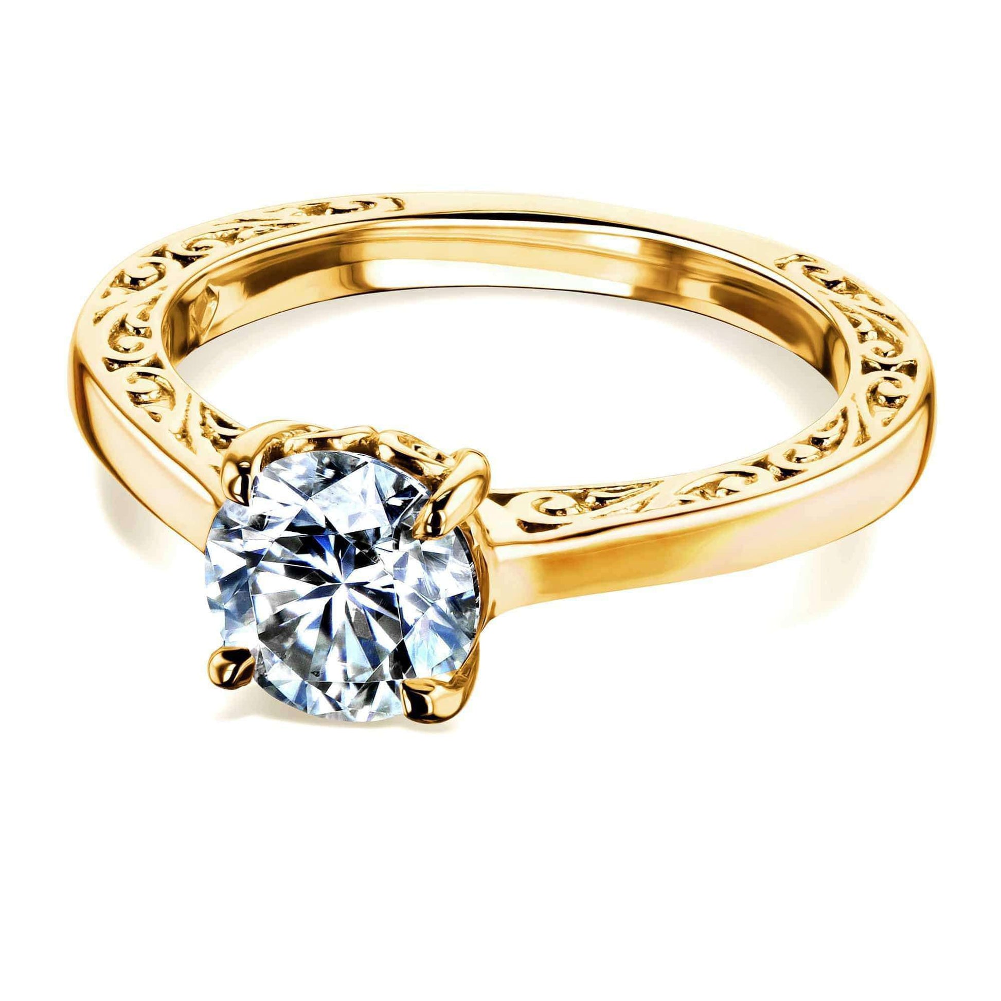 Kobelli 1ct Forever One Moissanite Solitaire Filigree Ring MZFO62469R-1E/4.5Y