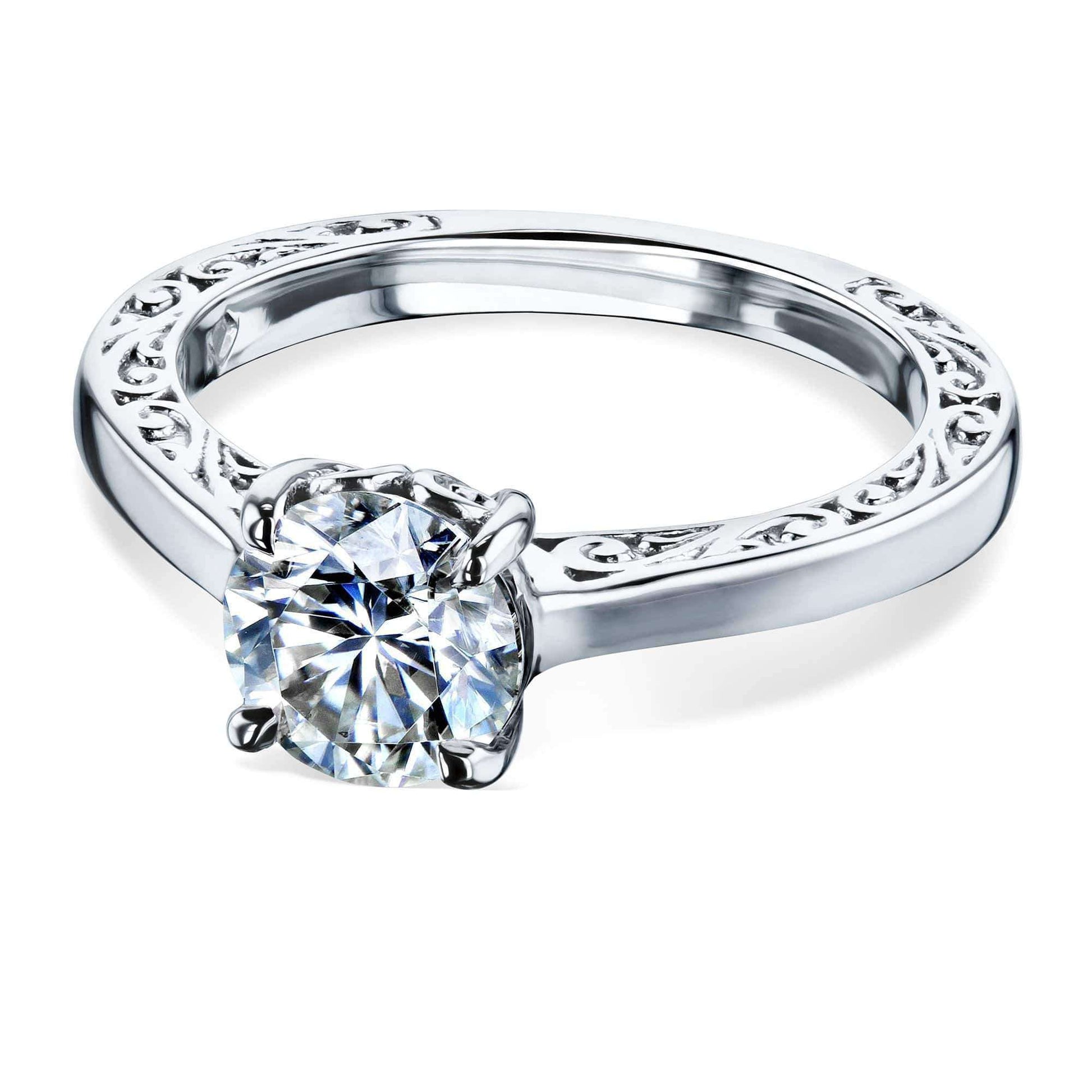 Kobelli 1ct Forever One Moissanite Solitaire Filigree Ring MZFO62469R-1E/4.5W