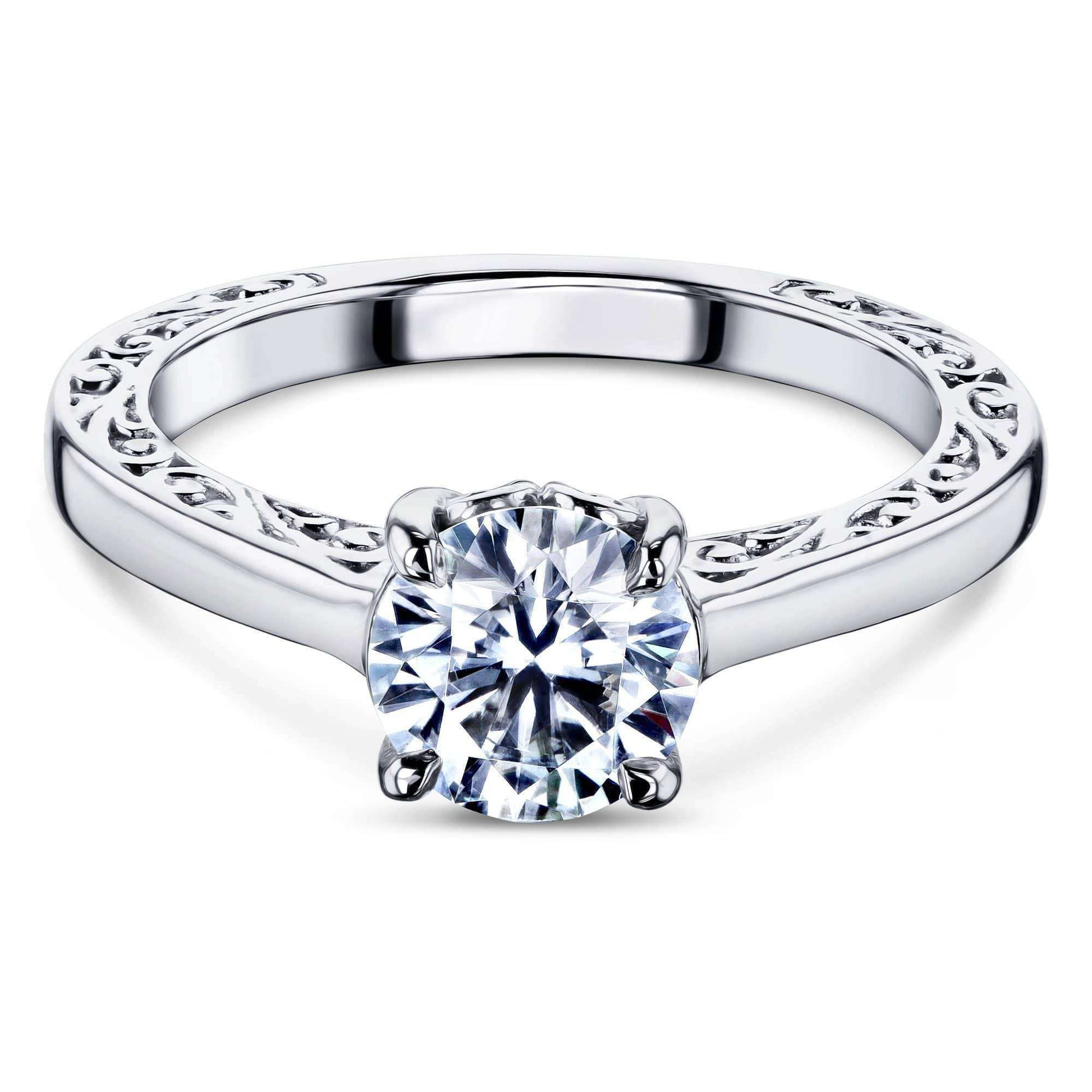 Kobelli 1ct Forever One Moissanite Solitaire Filigree Ring