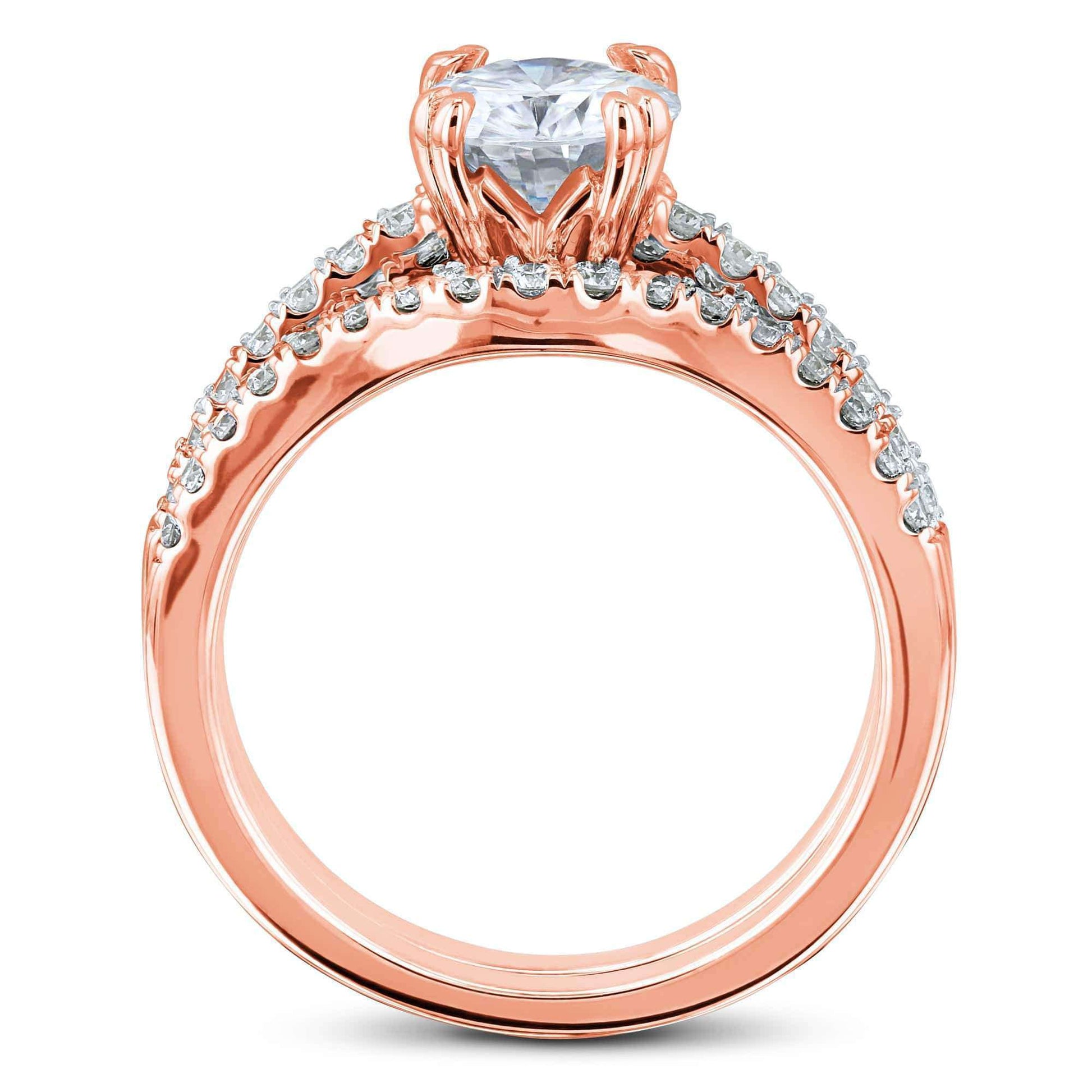Kobelli Double-Prong 1ct Moissanite Tulip Head Bridal Set