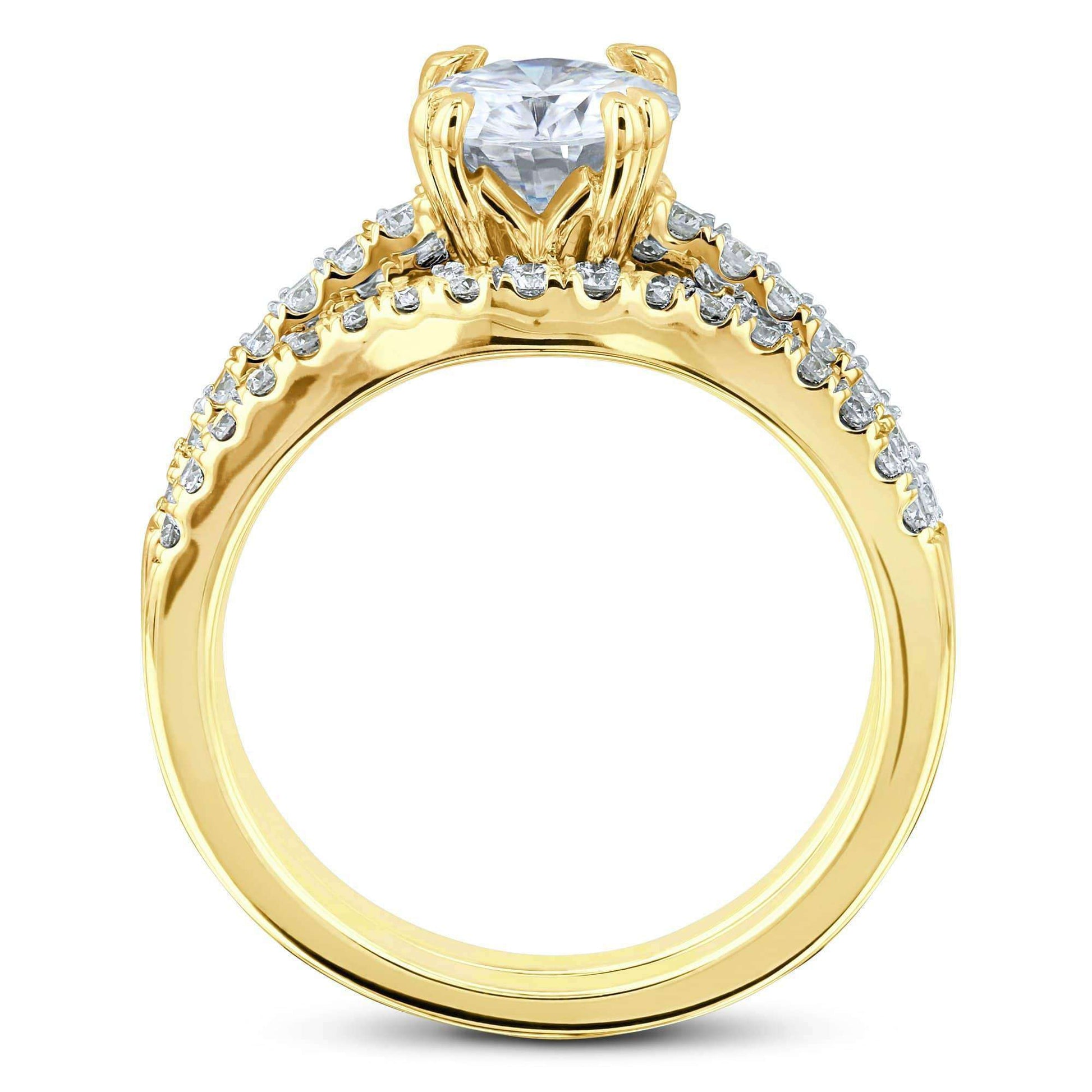 Kobelli Double-Prong 1ct Forever One Moissanite Bridal Set