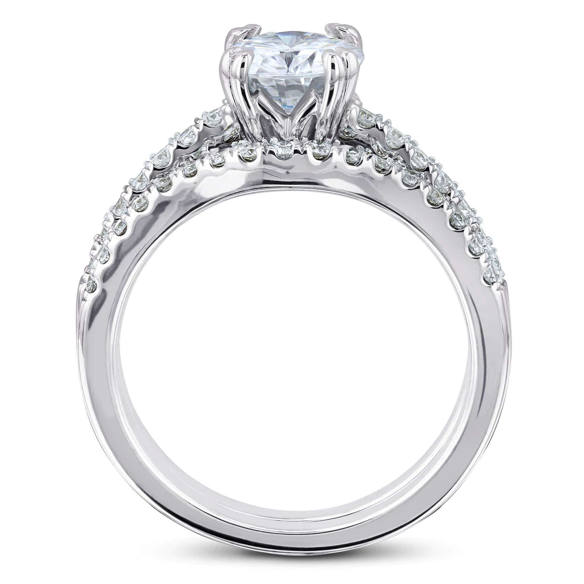 Kobelli Double-Prong 1ct Moissanite Tulip Head Bridal Set