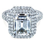 Kobelli Large Emerald Double Halo Moissanite and Diamond Ring