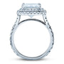 Kobelli Large Emerald Double Halo Moissanite and Diamond Ring