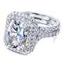 Kobelli 5 1/2 Carats Large Radiant Double Halo Moissanite and Diamond Rings