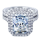 Kobelli 5 1/2 quilates grande radiante duplo halo moissanite e anéis de diamante
