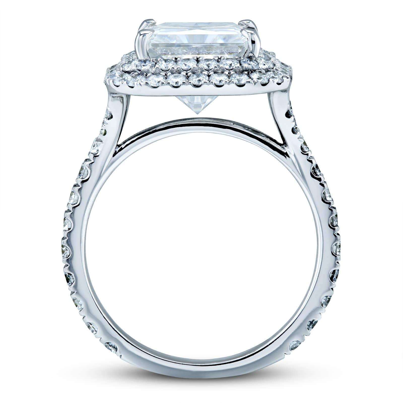 Kobelli Large Radiant Double Halo Moissanite and Diamond Ring
