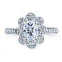 Kobelli Oval Moissanite and Diamond Halo Floral Vintage Engagement Ring 1 1/6 CTW 14k White Gold (HI/VS, GH/I)