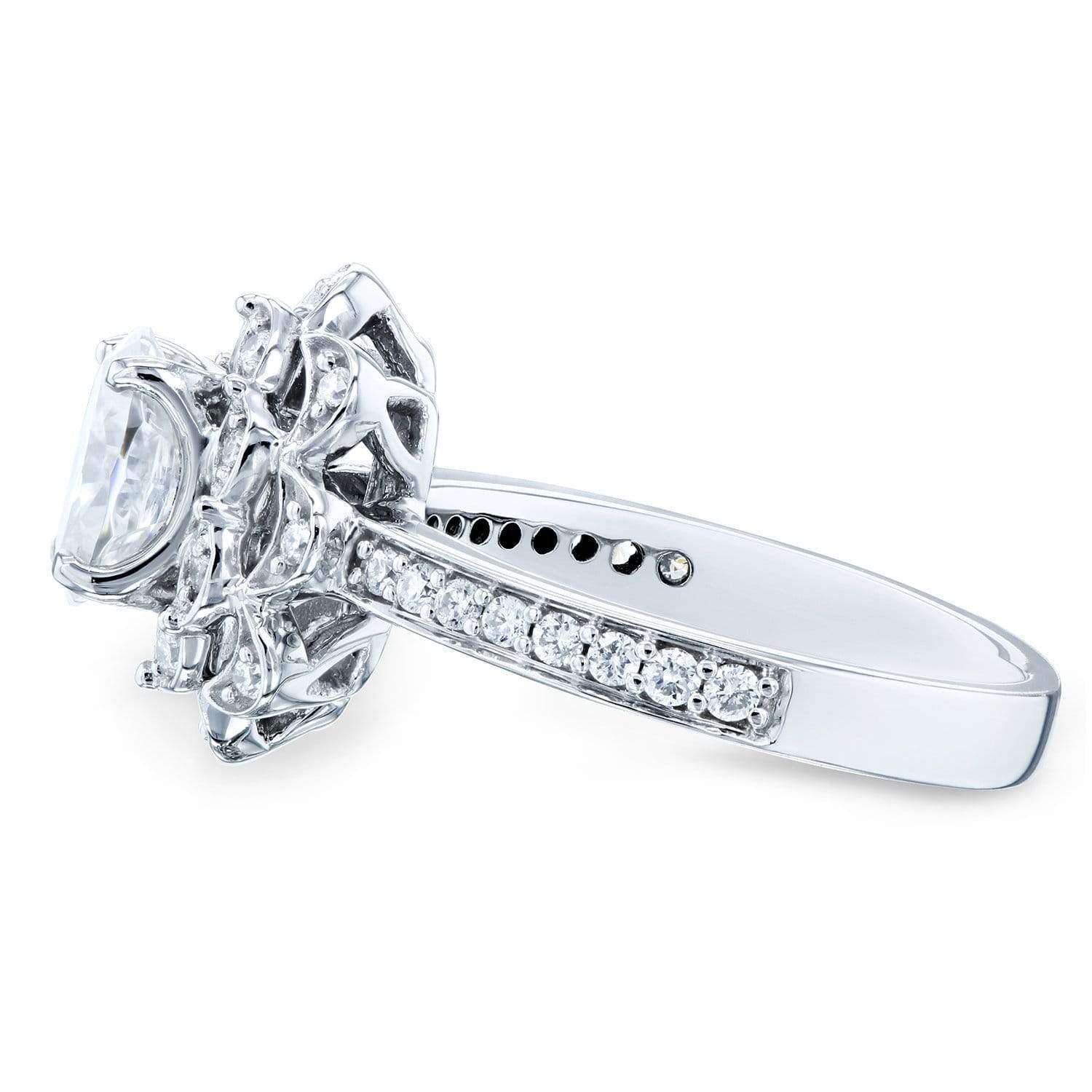 Kobelli Oval Moissanite and Diamond Halo Floral Vintage Engagement Ring 1 1/6 CTW 14k White Gold (HI/VS, GH/I)