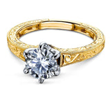 Kobelli Vintage 6-Krappen-Solitär-Moissanit-Ring mit 1 Karat – mehrere Goldoptionen mz62514r-e/4,5 Jahre