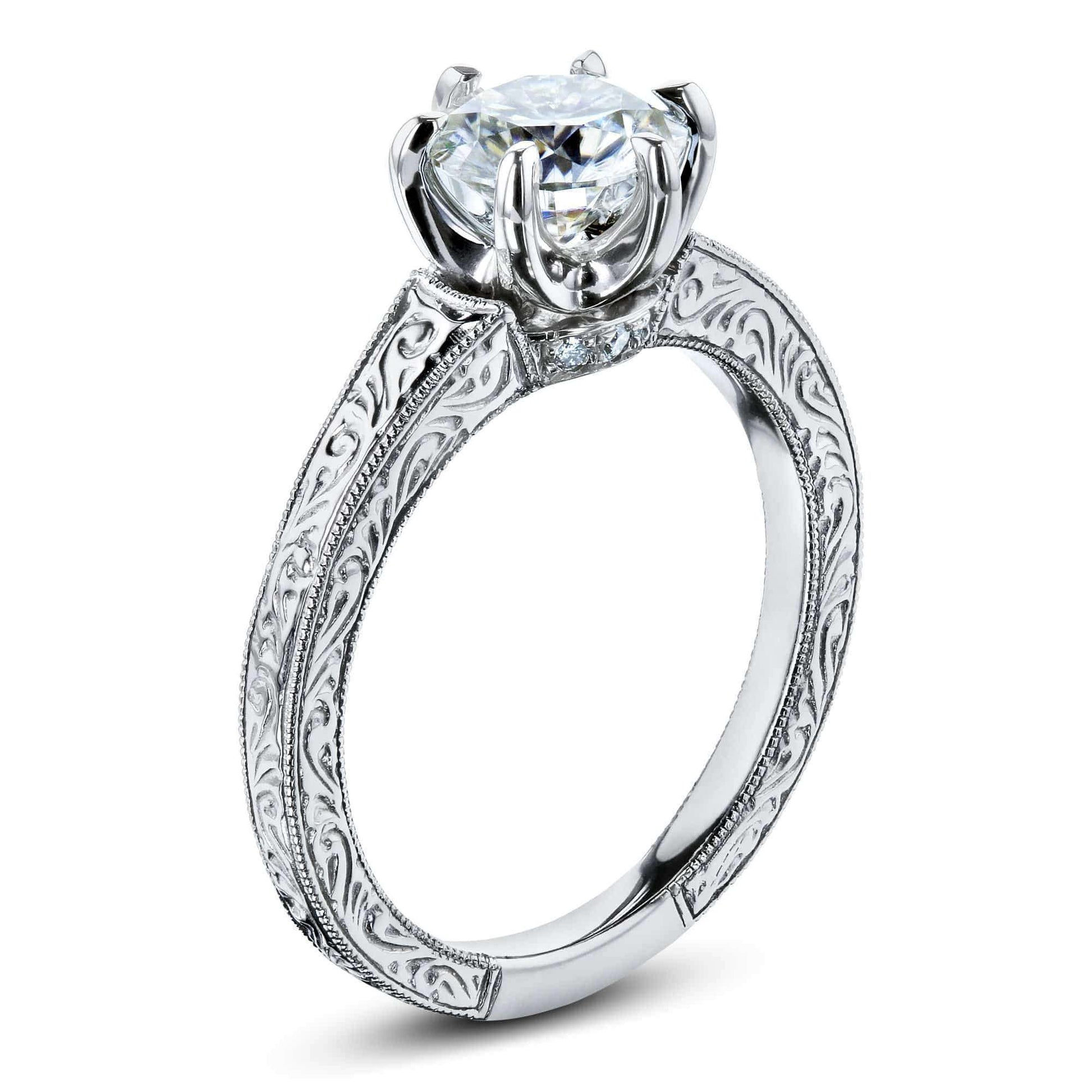 Kobelli Vintage 6-Prong 1 Carat Solitaire Moissanite Ring - Multiple Gold Options
