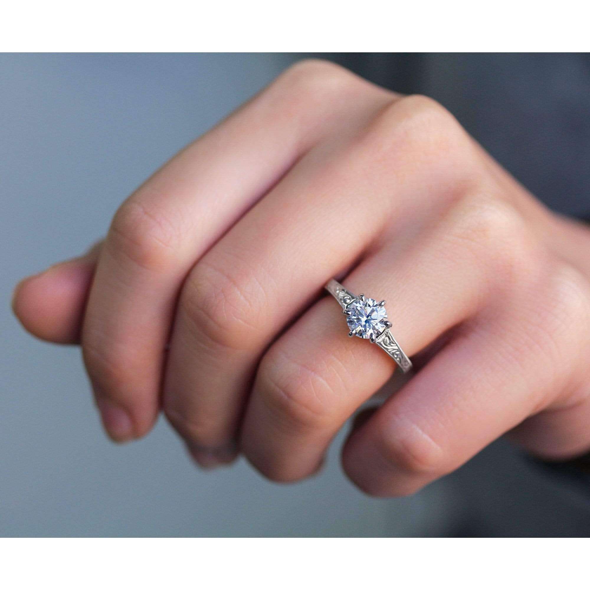 Kobelli Vintage 6-Prong 1 Carat Solitaire Moissanite Ring - Multiple Gold Options