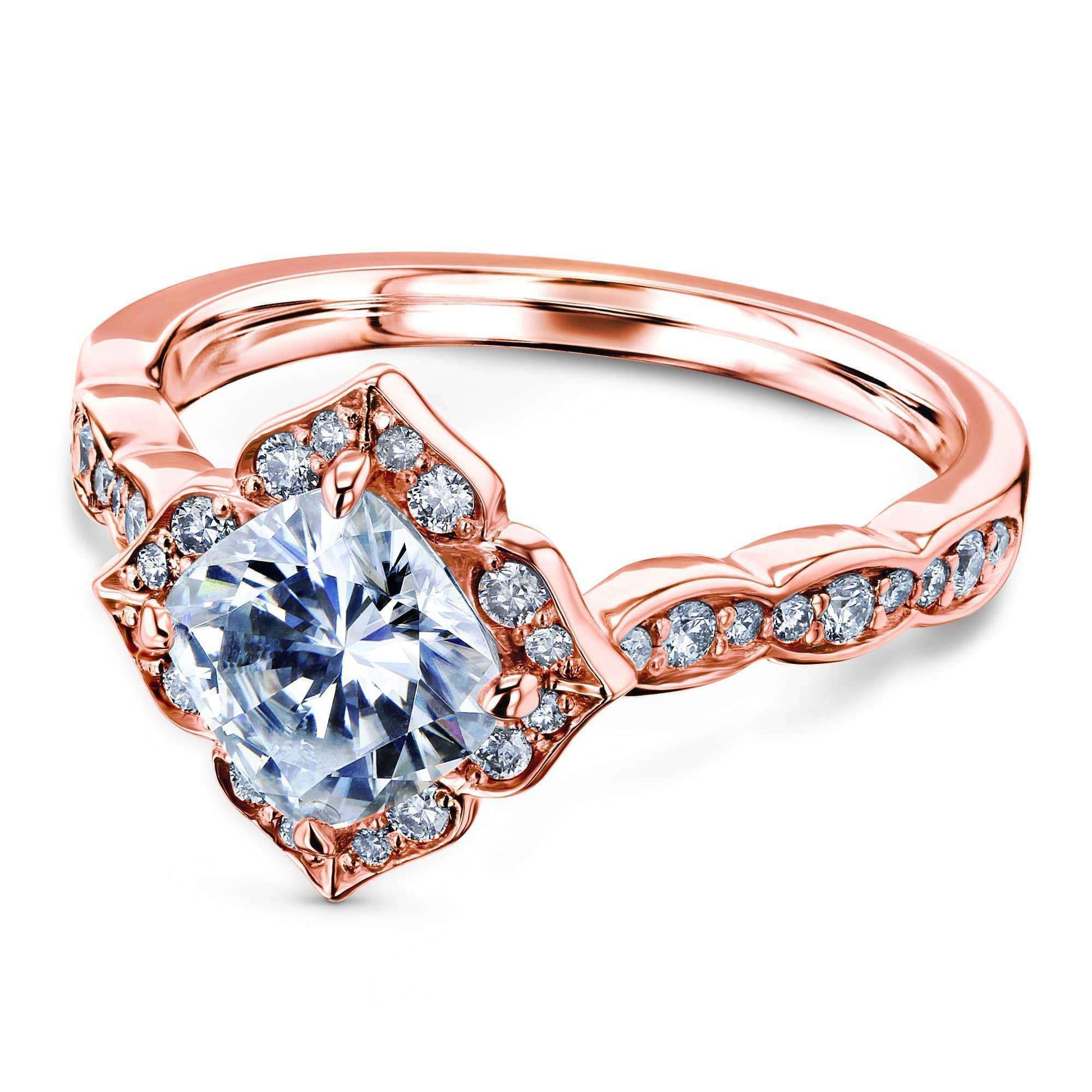 Kobelli Forever One Cushion Moissanite Floral Halo Ring (1 1/3 CTW) MZFO62515CU-E/4.5R