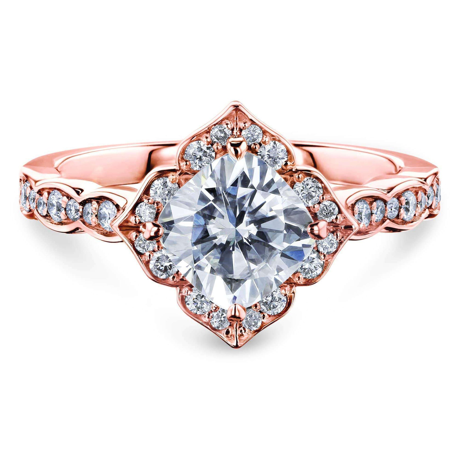 Kobelli Forever One Cushion Moissanite Floral Halo Ring (1 1/3 CTW)