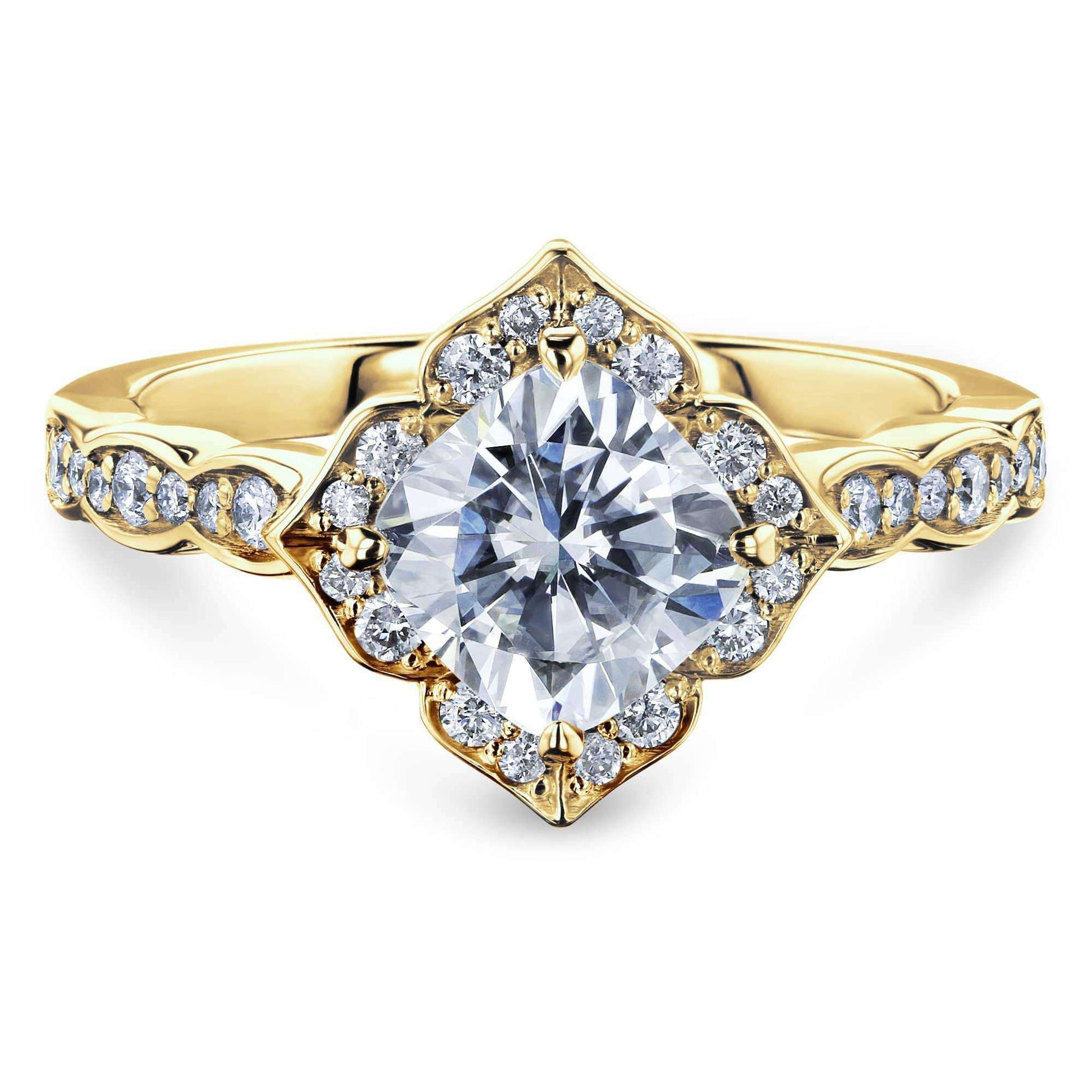 Kobelli Forever One Cushion Moissanite Floral Halo Ring (1 1/3 CTW)