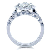 Kobelli Kobelli Moissanite and Diamond Vintage Floral Bridal Rings Set 1 1/2 CTW 14k White Gold