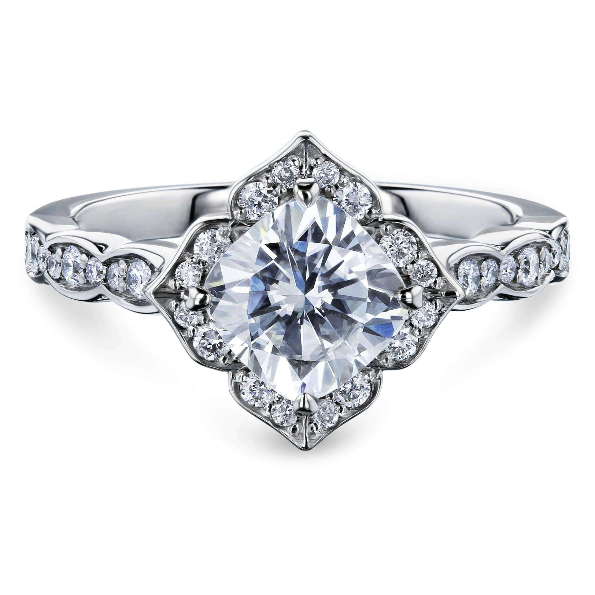 Kobelli Forever One Cushion Moissanite Floral Halo Ring (1 1/3 CTW)