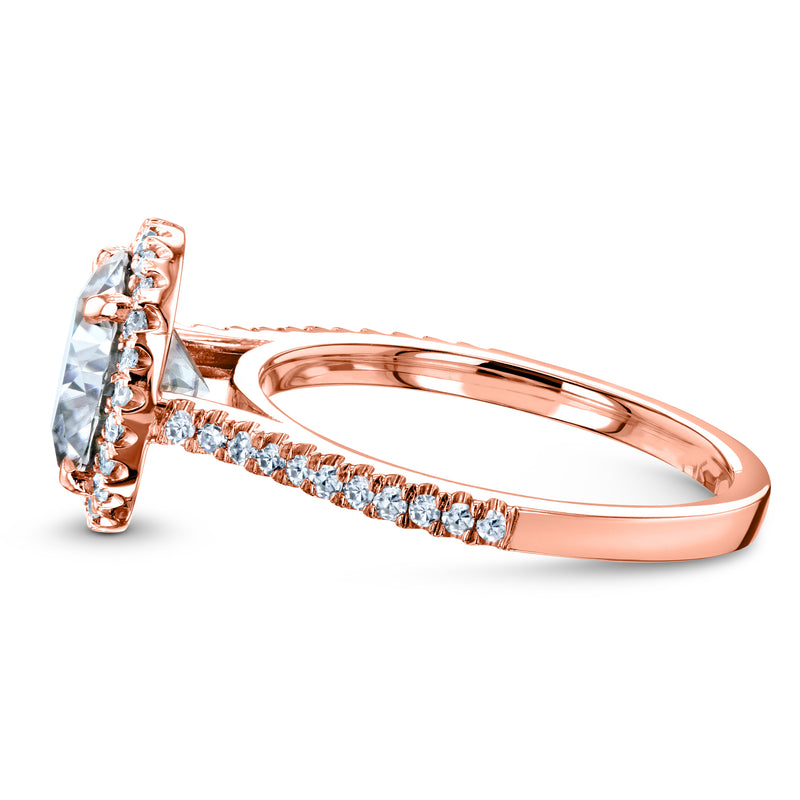 Oval Moissanite and Diamond Halo 3-Piece Bridal Rings Set 2 1/2 CTW 14k Rose Gold