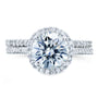Kobelli Round Brilliant Moissanite and Diamond Halo Bridal Wedding Rings Set 2 1/3 CTW 14k White Gold