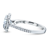 Conjunto de anéis de noiva ovais de moissanite e diamante Halo 2 3/8 CTW ouro branco 14k