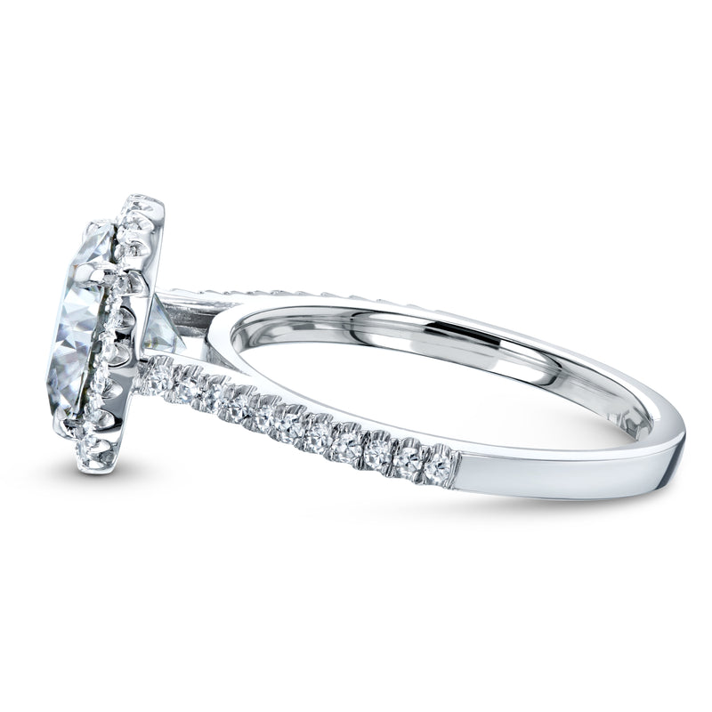 Round Brilliant Moissanite and Diamond Halo Bridal Wedding Rings Set 2 1/3 CTW 14k White Gold (DEF/VS, GH/I)
