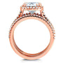 Kobelli Cushion Brilliant Moissanite and Diamond Halo Bridal Wedding Rings Set 2 1/2 CTW 14k Rose Gold