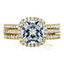 Kobelli Cushion Brilliant Moissanite and Diamond Halo Bridal Wedding Rings Set 2 1/2 CTW 14k Yellow Gold