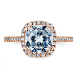 Anel halo de moissanite Forever One Cushion 2 1/4 ctw
