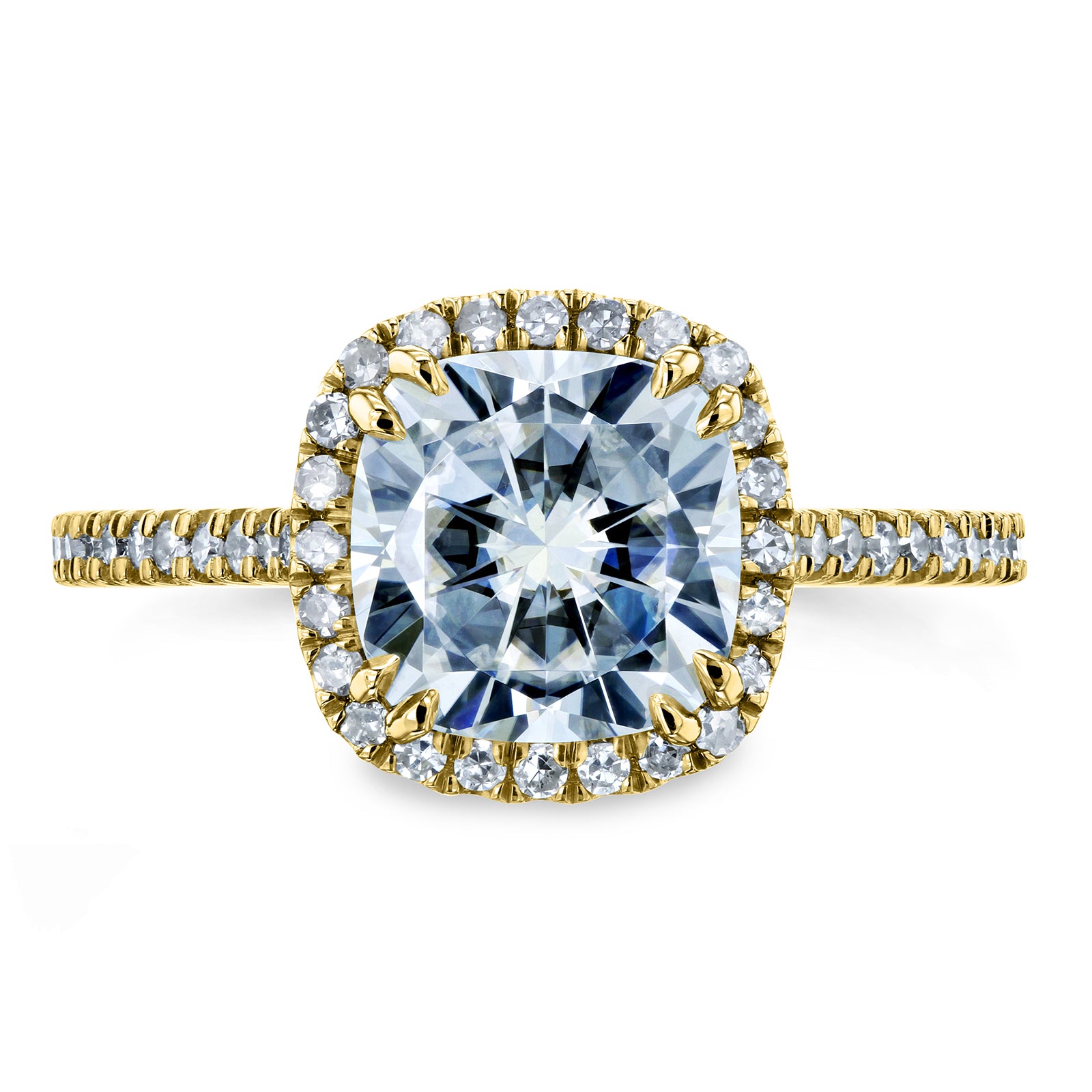 Kobelli Cushion Moissanite and Diamond Halo Engagement Ring 2 1/4 CTW 14k White Gold