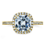 Anel halo de moissanite Forever One Cushion 2 1/4 ctw