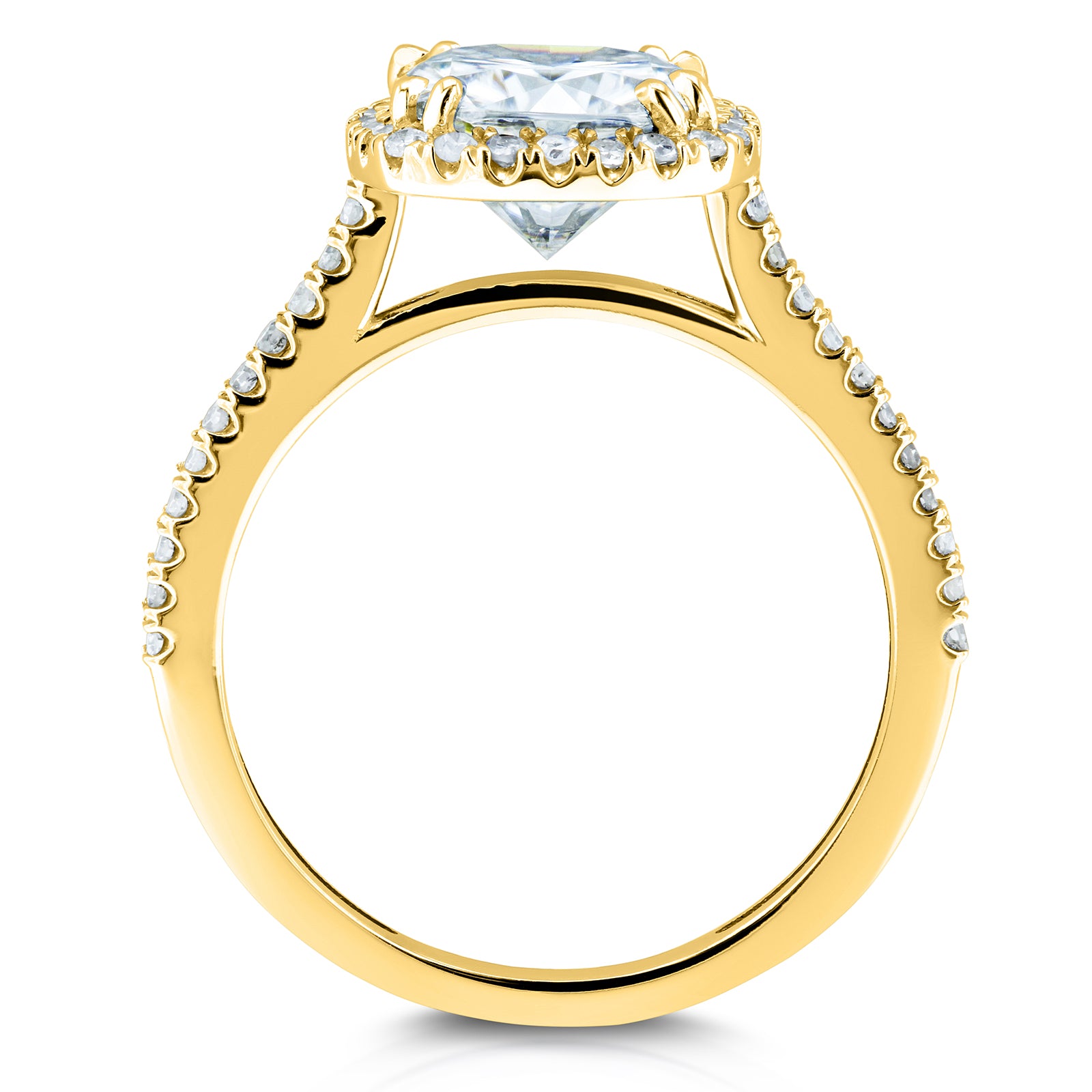 Kobelli Cushion Moissanite and Diamond Halo Engagement Ring 2 1/4 CTW 14k White Gold