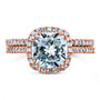 Kobelli Cushion Brilliant Moissanite and Diamond Halo Bridal Wedding Rings Set 2 3/8 CTW 14k Rose Gold