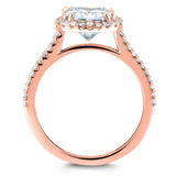 Conjunto de alianças de casamento Kobelli com almofada brilhante de moissanite e diamante Halo 2 3/8 CTW ouro rosa 14k