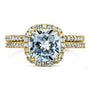 Kobelli Cushion Brilliant Moissanite and Diamond Halo Bridal Wedding Rings Set 2 3/8 CTW 14k Yellow Gold